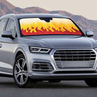 Japanese Kaen Pattern Auto Sun Shade Flame Pillar Blazing Lion Heart - Wonder Print Shop