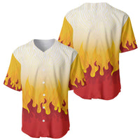 Japanese Kaen Pattern Baseball Jersey Flame Pillar Blazing Lion Heart - Wonder Print Shop