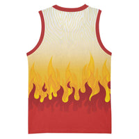 Japanese Kaen Pattern Basketball Jersey Flame Pillar Blazing Lion Heart - Wonder Print Shop