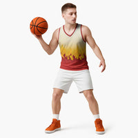Japanese Kaen Pattern Basketball Jersey Flame Pillar Blazing Lion Heart - Wonder Print Shop