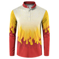 Japanese Kaen Pattern Button Sweatshirt Flame Pillar Blazing Lion Heart - Wonder Print Shop