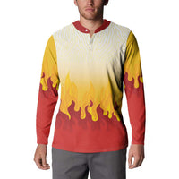 Japanese Kaen Pattern Button Sweatshirt Flame Pillar Blazing Lion Heart - Wonder Print Shop