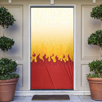 Japanese Kaen Pattern Door Cover Flame Pillar Blazing Lion Heart - Wonder Print Shop