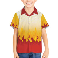 Japanese Kaen Pattern Family Matching Puletasi and Hawaiian Shirt Flame Pillar Blazing Lion Heart - Wonder Print Shop