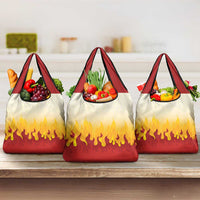 Japanese Kaen Pattern Grocery Bag Flame Pillar Blazing Lion Heart - Wonder Print Shop