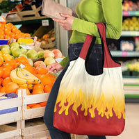 Japanese Kaen Pattern Grocery Bag Flame Pillar Blazing Lion Heart - Wonder Print Shop