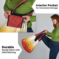 Japanese Kaen Pattern Grocery Bag Flame Pillar Blazing Lion Heart - Wonder Print Shop