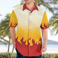 Japanese Kaen Pattern Hawaiian Shirt Flame Pillar Blazing Lion Heart - Wonder Print Shop