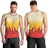 Japanese Kaen Pattern Men Tank Top Flame Pillar Blazing Lion Heart - Wonder Print Shop