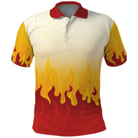Japanese Kaen Pattern Polo Shirt Flame Pillar Blazing Lion Heart - Wonder Print Shop