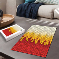 Japanese Kaen Pattern Puzzle Flame Pillar Blazing Lion Heart - Wonder Print Shop