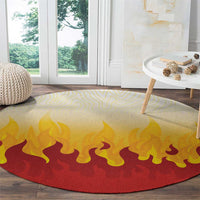 Japanese Kaen Pattern Round Carpet Flame Pillar Blazing Lion Heart - Wonder Print Shop
