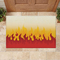 Japanese Kaen Pattern Rubber Doormat Flame Pillar Blazing Lion Heart - Wonder Print Shop