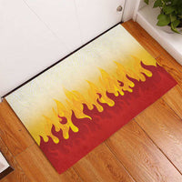 Japanese Kaen Pattern Rubber Doormat Flame Pillar Blazing Lion Heart - Wonder Print Shop