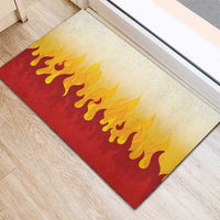 Japanese Kaen Pattern Rubber Doormat Flame Pillar Blazing Lion Heart - Wonder Print Shop