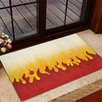 Japanese Kaen Pattern Rubber Doormat Flame Pillar Blazing Lion Heart - Wonder Print Shop