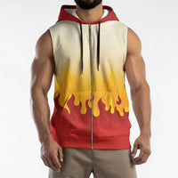 Japanese Kaen Pattern Sleeveless Zip Hoodie Flame Pillar Blazing Lion Heart - Wonder Print Shop