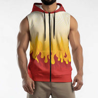 Japanese Kaen Pattern Sleeveless Zip Hoodie Flame Pillar Blazing Lion Heart - Wonder Print Shop