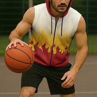 Japanese Kaen Pattern Sleeveless Zip Hoodie Flame Pillar Blazing Lion Heart - Wonder Print Shop