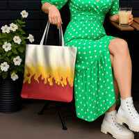 Japanese Kaen Pattern Tote Bag Flame Pillar Blazing Lion Heart - Wonder Print Shop