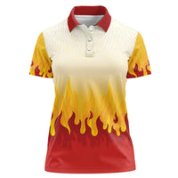 Japanese Kaen Pattern Women Polo Shirt Flame Pillar Blazing Lion Heart - Wonder Print Shop