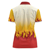Japanese Kaen Pattern Women Polo Shirt Flame Pillar Blazing Lion Heart - Wonder Print Shop