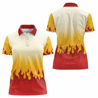 Japanese Kaen Pattern Women Polo Shirt Flame Pillar Blazing Lion Heart - Wonder Print Shop