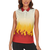 Japanese Kaen Pattern Women Sleeveless Polo Shirt Flame Pillar Blazing Lion Heart - Wonder Print Shop