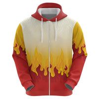 Japanese Kaen Pattern Zip Hoodie Flame Pillar Blazing Lion Heart - Wonder Print Shop