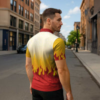 Japanese Kaen Pattern Zipper Polo Shirt Flame Pillar Blazing Lion Heart - Wonder Print Shop