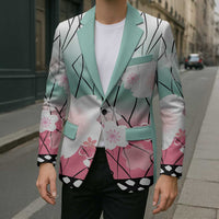 Japanese Kocho Pattern Blazer Insect Pillar Butterfly Flower Fairy - Wonder Print Shop