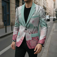 Japanese Kocho Pattern Blazer Insect Pillar Butterfly Flower Fairy - Wonder Print Shop