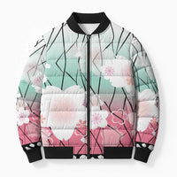 Japanese Kocho Pattern Bomber Puffer Jacket Insect Pillar Butterfly Flower Fairy - Wonder Print Shop