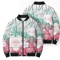 Japanese Kocho Pattern Bomber Puffer Jacket Insect Pillar Butterfly Flower Fairy - Wonder Print Shop