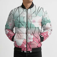 Japanese Kocho Pattern Bomber Puffer Jacket Insect Pillar Butterfly Flower Fairy - Wonder Print Shop