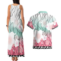 Japanese Kocho Pattern Couples Matching Tank Maxi Dress and Hawaiian Shirt Insect Pillar Butterfly Flower Fairy - Wonder Print Shop