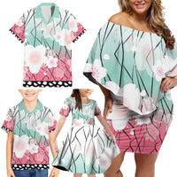 Japanese Kocho Pattern Family Matching Off Shoulder Short Dress and Hawaiian Shirt Insect Pillar Butterfly Flower Fairy - Wonder Print Shop