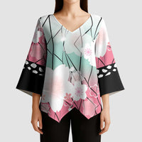 Japanese Kocho Pattern Kimono Sleeve Blouse Insect Pillar Butterfly Flower Fairy - Wonder Print Shop