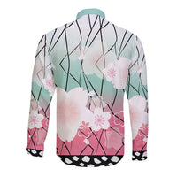 Japanese Kocho Pattern Long Sleeve Button Shirt Insect Pillar Butterfly Flower Fairy - Wonder Print Shop