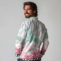 Japanese Kocho Pattern Long Sleeve Polo Shirt Insect Pillar Butterfly Flower Fairy - Wonder Print Shop