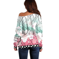 Japanese Kocho Pattern Off Shoulder Sweater Insect Pillar Butterfly Flower Fairy - Wonder Print Shop