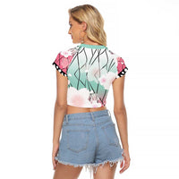 Japanese Kocho Pattern Raglan Cropped T Shirt Insect Pillar Butterfly Flower Fairy - Wonder Print Shop