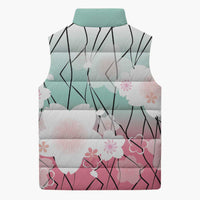 Japanese Kocho Pattern Sleeveless Puffer Jacket Insect Pillar Butterfly Flower Fairy - Wonder Print Shop