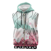 Japanese Kocho Pattern Sleeveless Zip Hoodie Insect Pillar Butterfly Flower Fairy - Wonder Print Shop