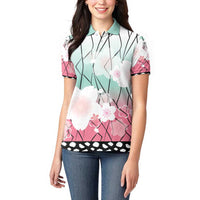 Japanese Kocho Pattern Women Polo Shirt Insect Pillar Butterfly Flower Fairy - Wonder Print Shop