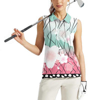 Japanese Kocho Pattern Women Sleeveless Polo Shirt Insect Pillar Butterfly Flower Fairy - Wonder Print Shop