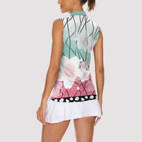 Japanese Kocho Pattern Women Sleeveless Polo Shirt Insect Pillar Butterfly Flower Fairy - Wonder Print Shop