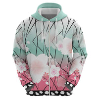 Japanese Kocho Pattern Zip Hoodie Insect Pillar Butterfly Flower Fairy - Wonder Print Shop