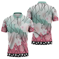 Japanese Kocho Pattern Zipper Polo Shirt Insect Pillar Butterfly Flower Fairy - Wonder Print Shop