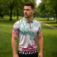 Japanese Kocho Pattern Zipper Polo Shirt Insect Pillar Butterfly Flower Fairy - Wonder Print Shop